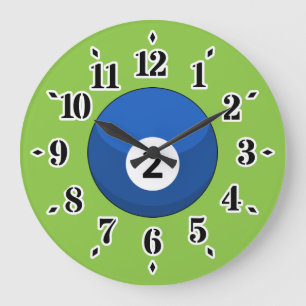 Grande Horloge Ronde Billard bleu numéro deux