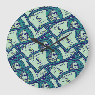 Grande Horloge Ronde Billets de dollar : motif d'argent continu