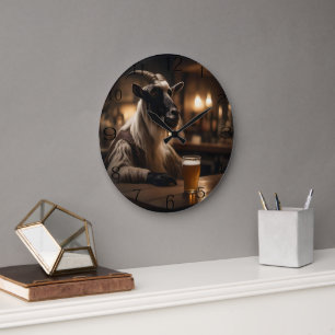 Grande Horloge Ronde Billy the Kid : Une chèvre entre dans un bar,