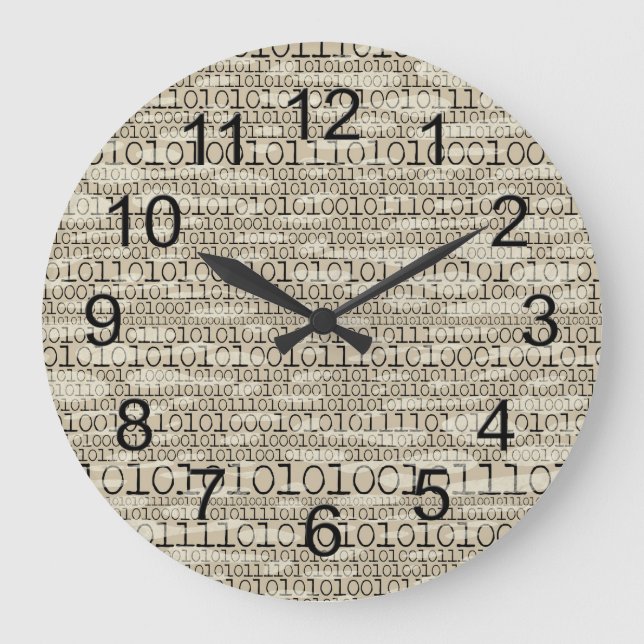 Grande Horloge Ronde Binary Trendy Funky Nerd Nerdy Geek Retro (Recto)
