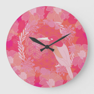 Grande Horloge Ronde Bird flower of life