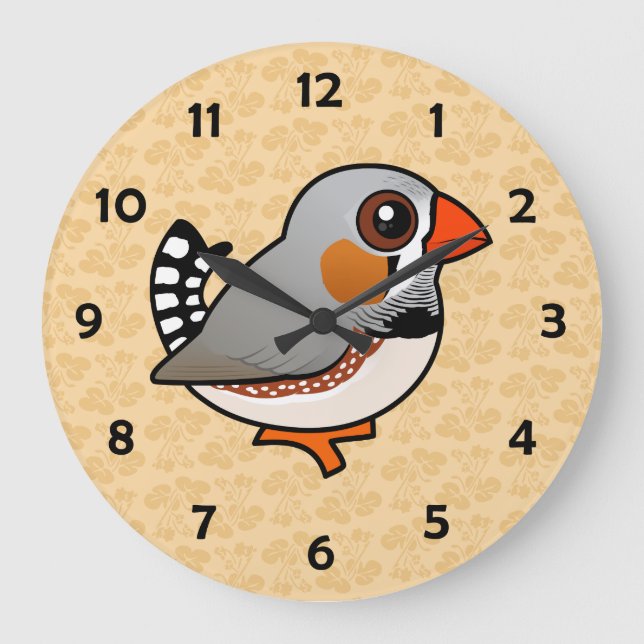Grande Horloge Ronde Birdorable Zebra Finch (Recto)
