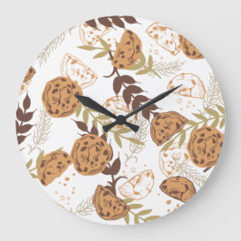 Grande Horloge Ronde biscuits à puce chocolat motif blanc ver