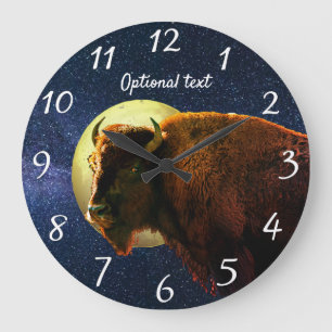 Grande Horloge Ronde Bison américain, Pleine lune et étoile 