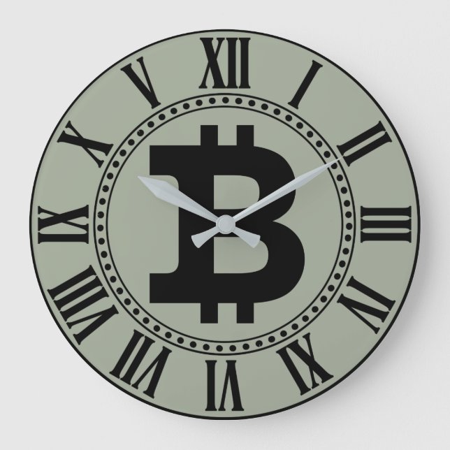 Grande Horloge Ronde Bitcoin logo graphisme entreprise, mur de bureau (Recto)