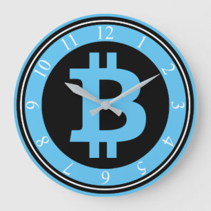 Grande Horloge Ronde Bitcoin logo graphisme entreprise, mur de bureau