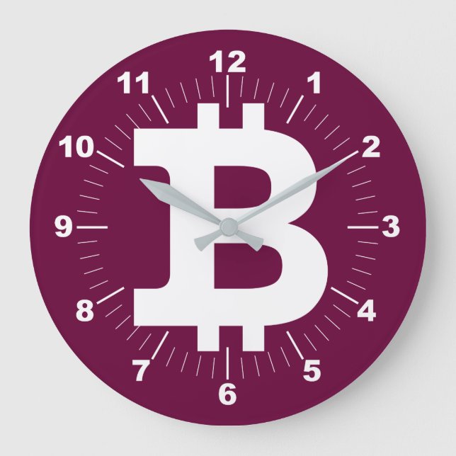 Grande Horloge Ronde Bitcoin logo graphisme entreprise, mur de bureau (Recto)