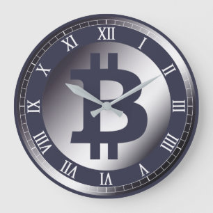 Grande Horloge Ronde Bitcoin logo graphisme entreprise, mur de bureau