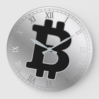 Grande Horloge Ronde Bitcoin logo graphisme entreprise, mur de bureau