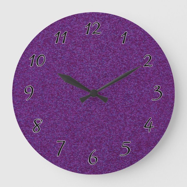 Grande Horloge Ronde Bits Profonds Violets Étincelants (Recto)