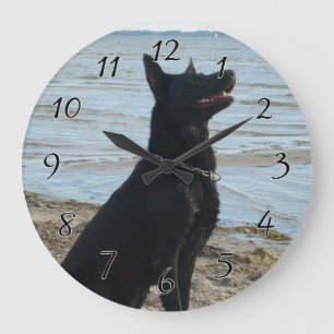 Grande Horloge Ronde Black Alsatian Silhouette
