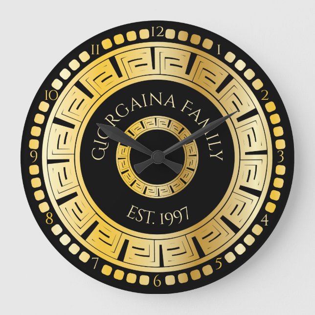 Grande Horloge Ronde Black and Gold Round Greek Key Custom (Recto)