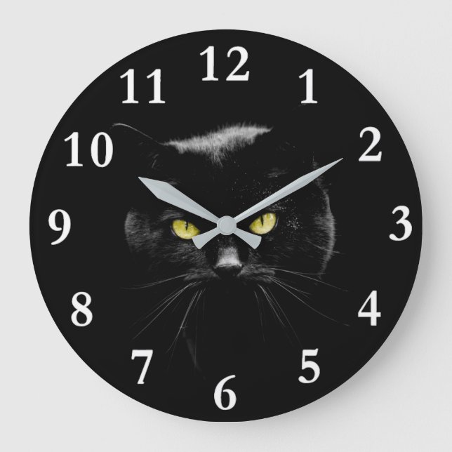 Grande Horloge Ronde Black Cat Acrylique Wall Clock (Recto)