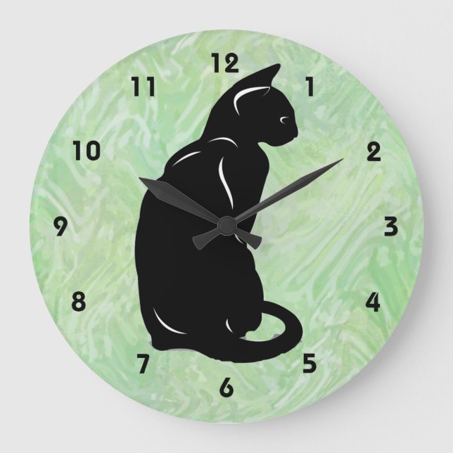 Grande Horloge Ronde Black Cat Wall (Recto)