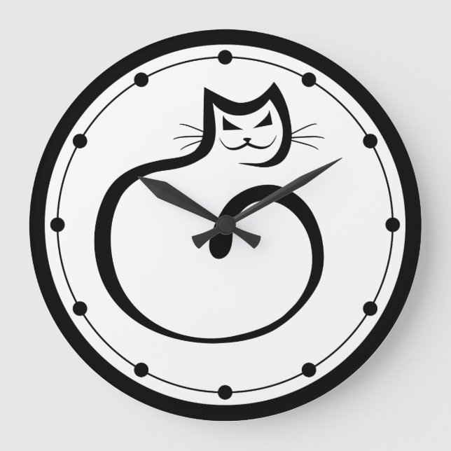 Grande Horloge Ronde Black Cat Wall (Recto)