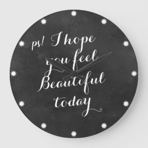 Grande Horloge Ronde Black Chalkboard Quotes I