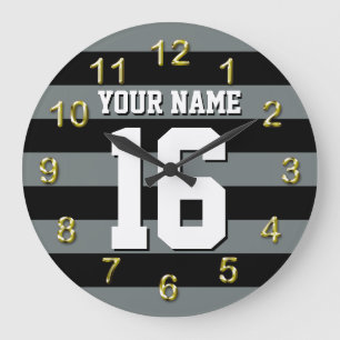 Grande Horloge Ronde Black Charcoal Team Jersey Preppy Stripe