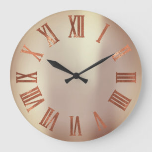 Grande Horloge Ronde Black Copper Rose Gold Roman Métallc Urban