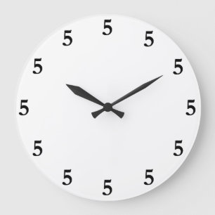 Grande Horloge Ronde Black Five o'Clock Somewhere on White