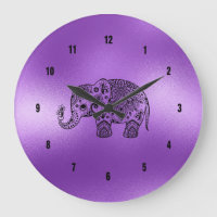 Black Paisley Elephant Shiny Purple