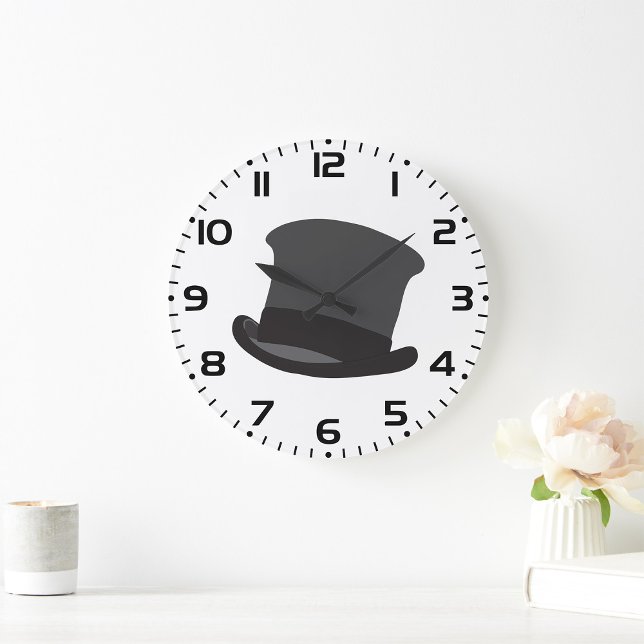 Grande Horloge Ronde Black Top Hat Classic Steampunk Victorian (Créateur téléchargé)