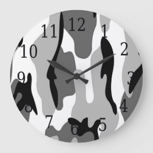 Grande Horloge Ronde Black White Gray