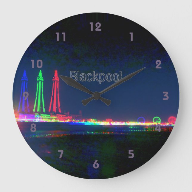 Grande Horloge Ronde Blackpool Beach Lights la nuit, (Recto)