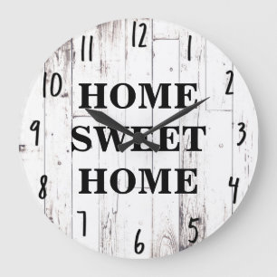 Grande Horloge Ronde Blanc Chic Démodé Cuisine de Ferme Rustique en Boi