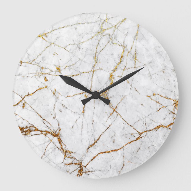 Grande Horloge Ronde Blanc et marbre d'or (Recto)