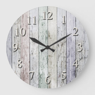 Grande Horloge Ronde Blanc lavé