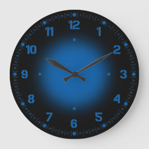 Grande Horloge Ronde Bleu au néon