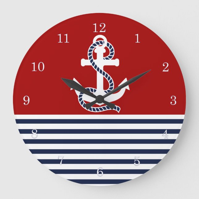 Grande Horloge Ronde Bleu Bleu Bleu Blancs et Ancre blanche (Recto)