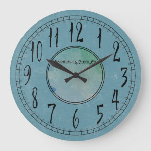 Grande Horloge Ronde Bleu de bleuet avec la désagrégation