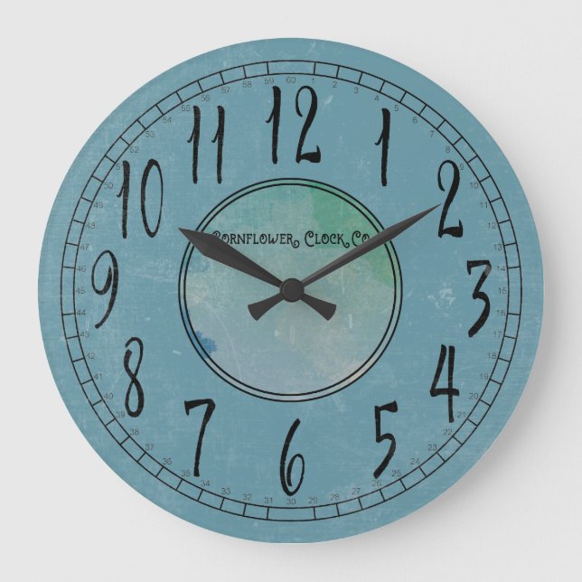 Grande Horloge Ronde Bleu de Cornflower avec altération (Recto)