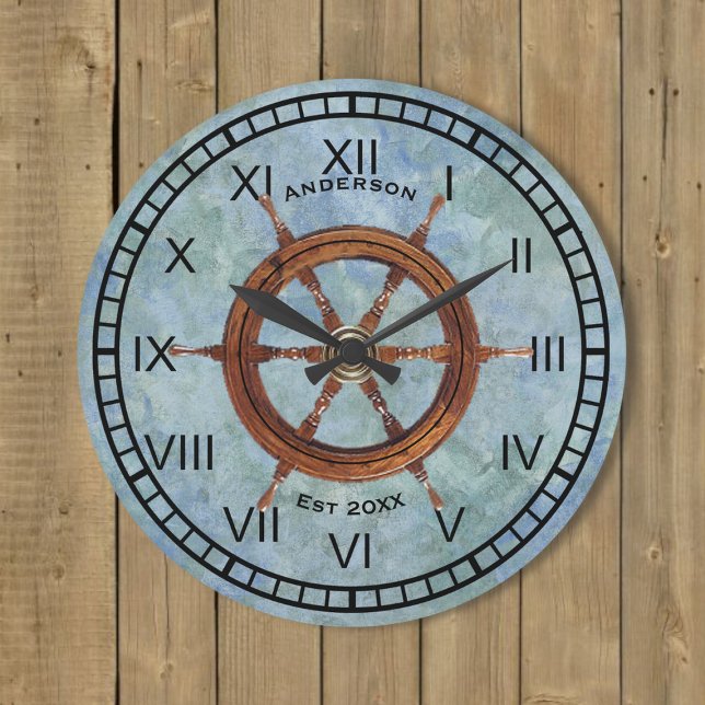 Grande Horloge Ronde Bleu de l'horloge marine de l'horloge marine du na (Créateur téléchargé)