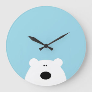 Grande Horloge Ronde Bleu de l'ours polaire