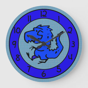Grande Horloge Ronde Bleu Dinosaure ou cadenas de Dragon