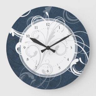 Grande Horloge Ronde Bleu élégant Teal de remous