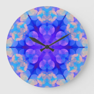 Grande Horloge Ronde Bleu et rose pastel