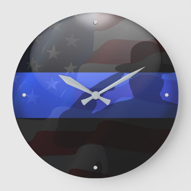 Grande Horloge Ronde Bleu fin Casquette de campagne Drapeau Salute (Recto)