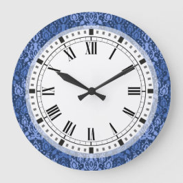 Grande Horloge Ronde Bleu foncé Casbah Damask