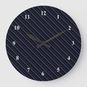 Grande Horloge Ronde Bleu foncé et Diagonale noire