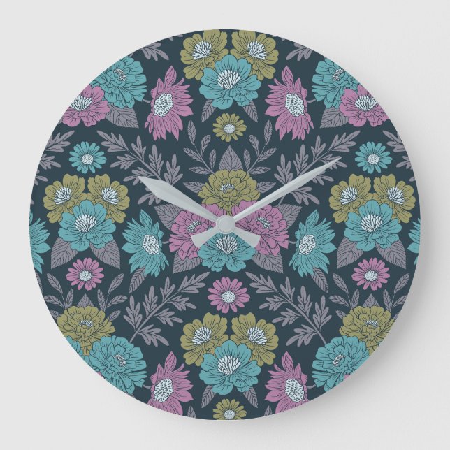 Grande Horloge Ronde Bleu foncé, vert et violet (Recto)