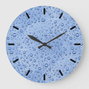 Grande Horloge Ronde Bleu gouttelettes d'eau