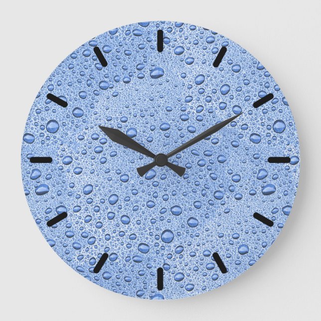 Grande Horloge Ronde Bleu gouttelettes d'eau (Recto)