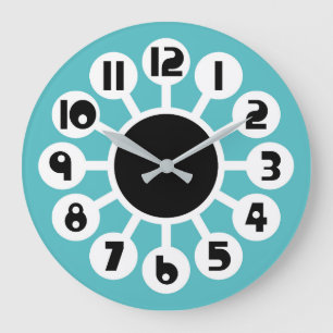 Grande Horloge Ronde Bleu moyen et orange