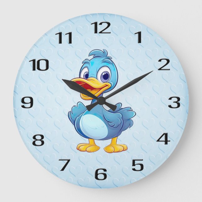 Grande Horloge Ronde Bleu Mur de canard (Recto)