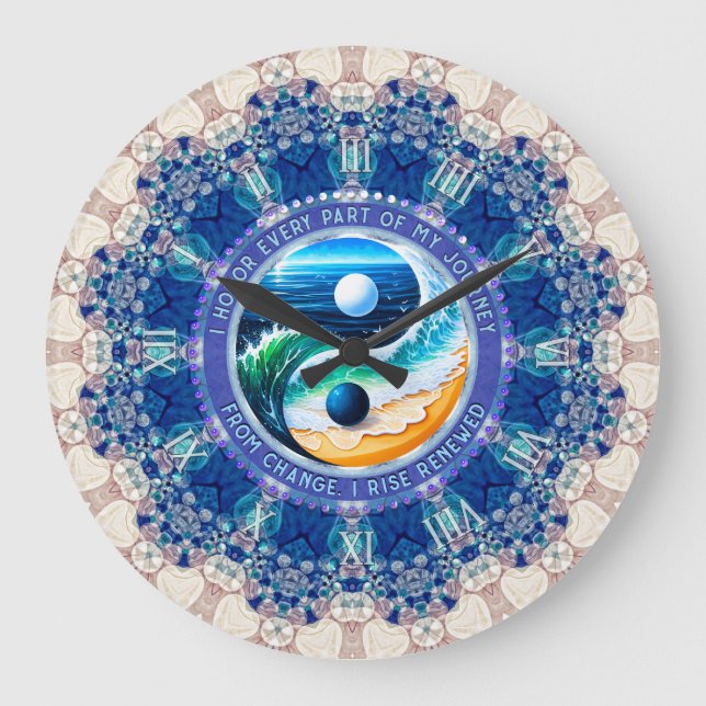 Grande Horloge Ronde Blue Aqua Balance Rise Journey  Change Affirmation (Recto)