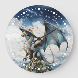 Grande Horloge Ronde Blue Celtic Viking Dragon Magique Fairytale