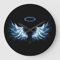 Blue Glowing Angel Wings on black background